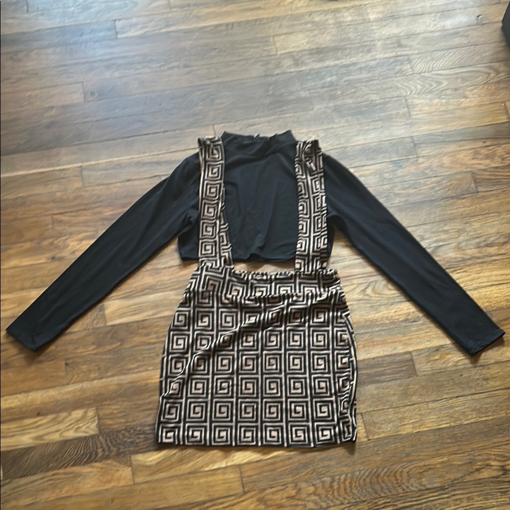 Stylish Black and Gold Overall Skirt and Top